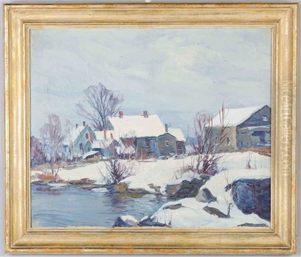 Winter Landscape Oil Painting by George A. Renouard