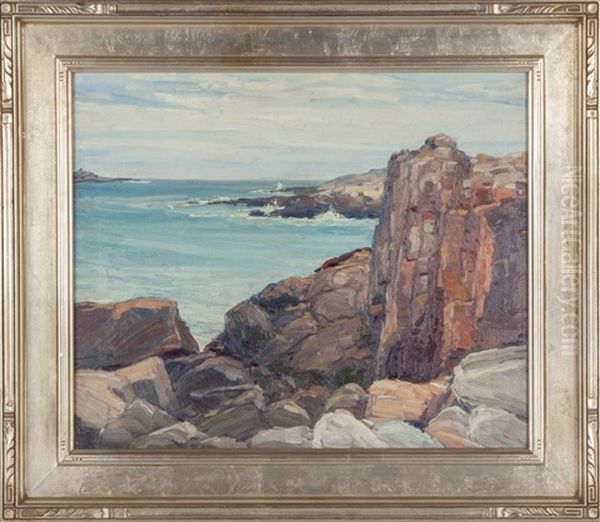 Rocky Coastline Oil Painting by George A. Renouard