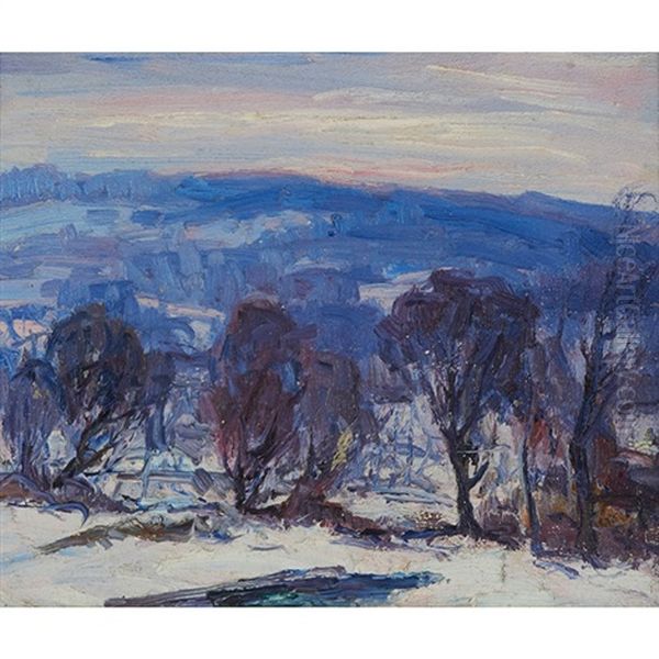 Winter Landscape Oil Painting by George A. Renouard