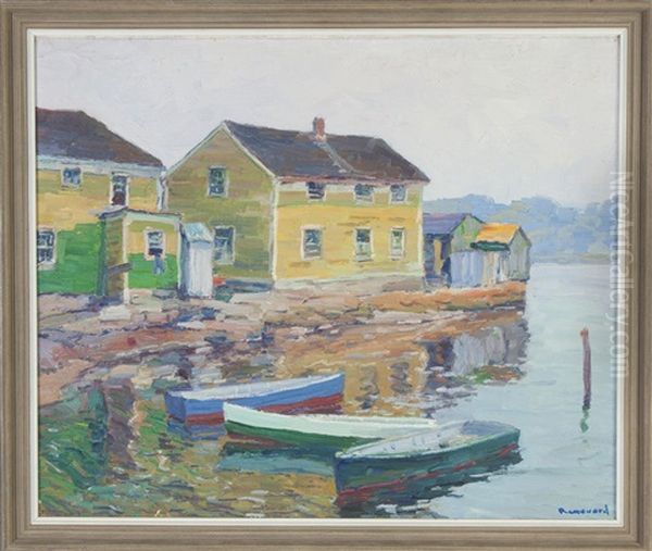 Harbor Scene Oil Painting by George A. Renouard