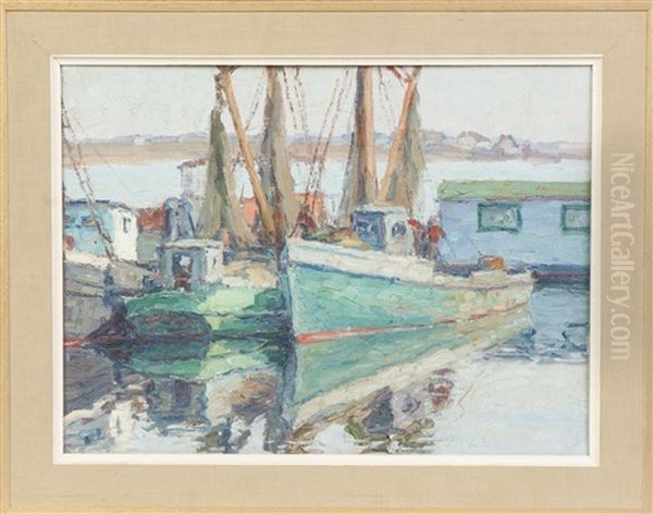 Fishing Boats Oil Painting by George A. Renouard