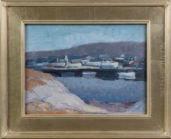 Harbor At Evening Oil Painting by George A. Renouard