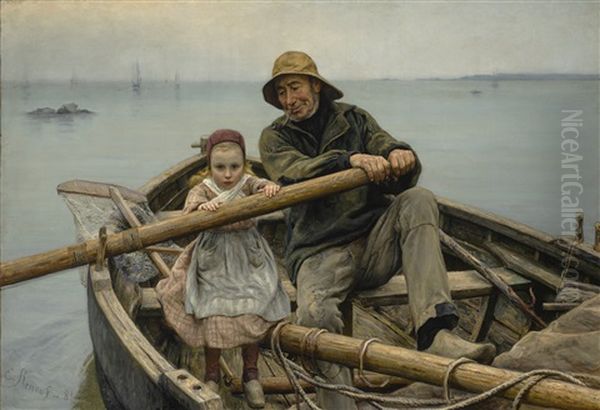 Un Coup De Main (the Helping Hand) Oil Painting by Emile Renouf