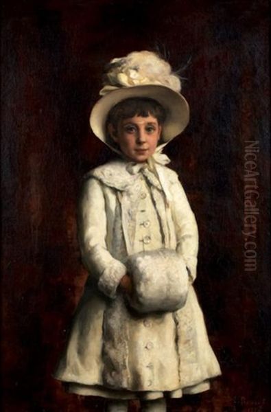 Petite Fille Au Manchon Oil Painting by Emile Renouf