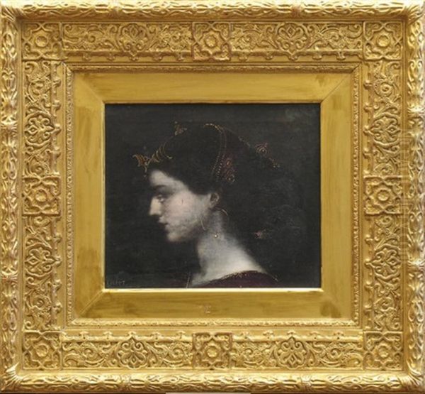 Jeune Femme Orientale De Profil Oil Painting by Jacques Philippe Renout