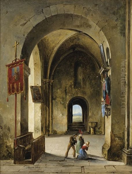 Priere Dans L'eglise Oil Painting by Charles Caius Renoux