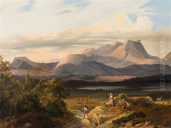 Mountain Landscape Oil Painting by Charles Caius Renoux