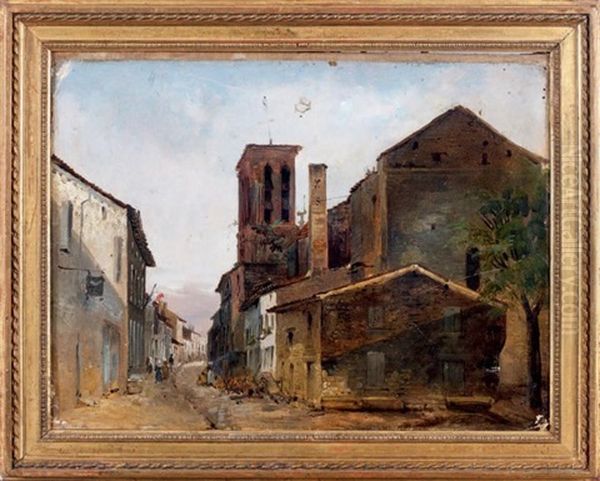 Vue D'une Ville Du Sud De La France Oil Painting by Charles Caius Renoux