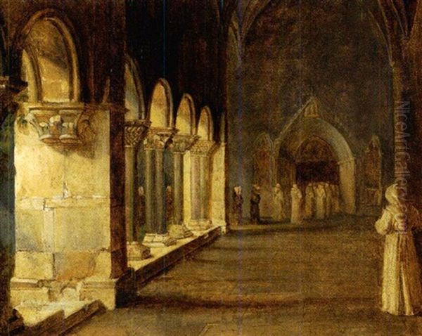 Le Cloitre Des Augustins Oil Painting by Charles Caius Renoux