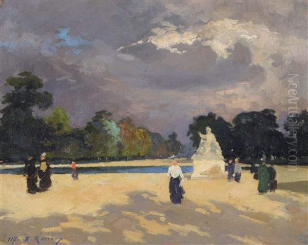 Le Bassin Des Tuileries Oil Painting by Jules Ernest Renoux