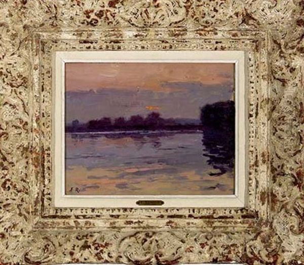 Coucher De Soleil, Sur La Loire Oil Painting by Jules Ernest Renoux