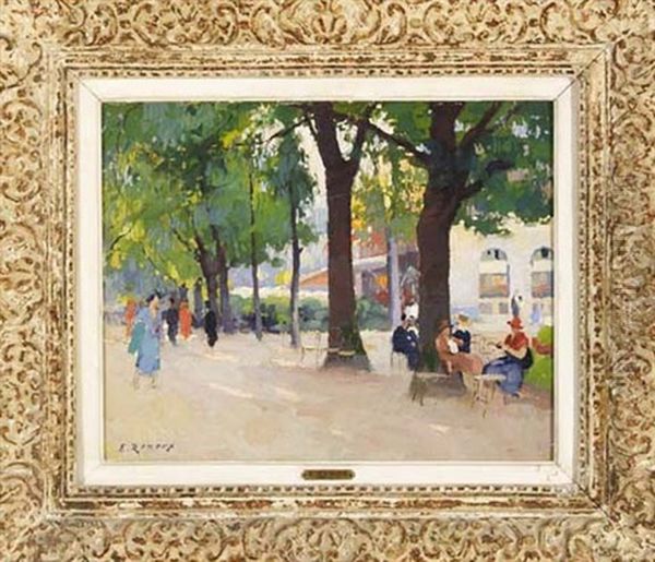 Le Restaurant Langer Aux Champs Elysees Oil Painting by Jules Ernest Renoux