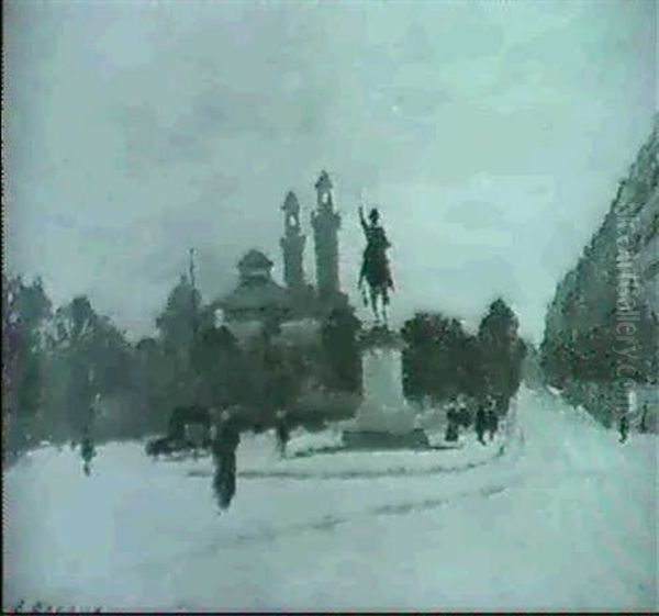 La Place D'iena Oil Painting by Jules Ernest Renoux