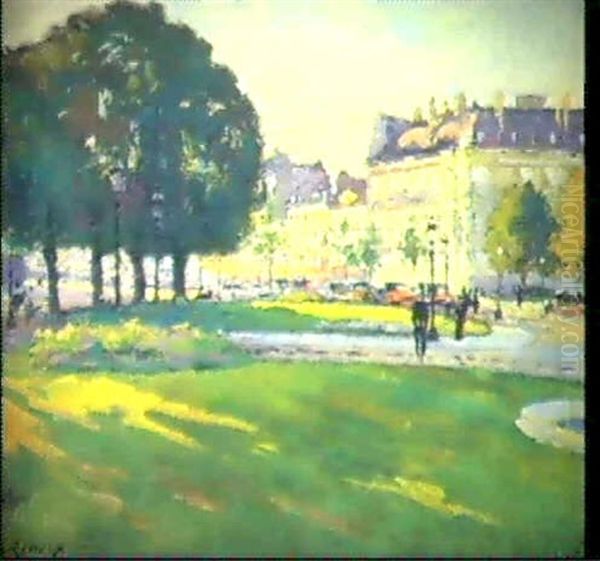 Rond Point Des Champs Elysees Oil Painting by Jules Ernest Renoux