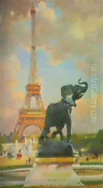 Paris Oil Painting by Jules Ernest Renoux