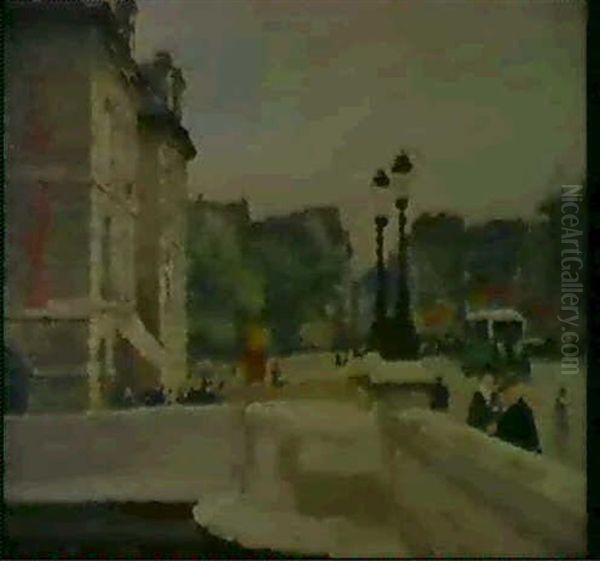 La Place Du Pont-neuf Oil Painting by Jules Ernest Renoux