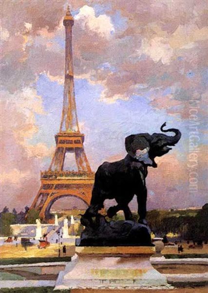 La Tour Eiffel Oil Painting by Jules Ernest Renoux