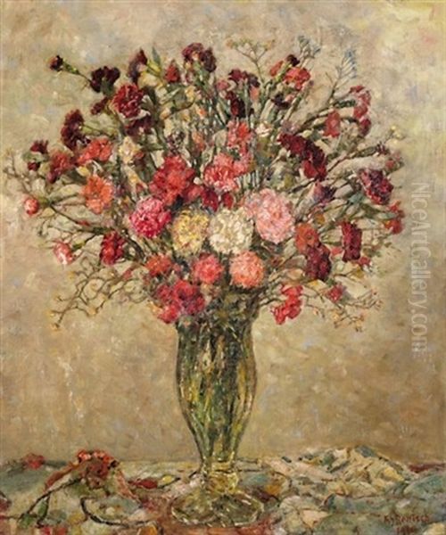 Blumenstilleben Mit Nelken Und Wildblumen Oil Painting by Fritz Ernst Rentsch