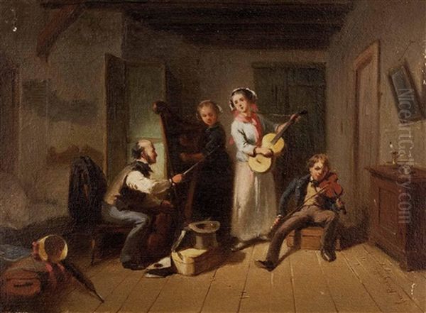 Musikstunde Oil Painting by August von Rentzell