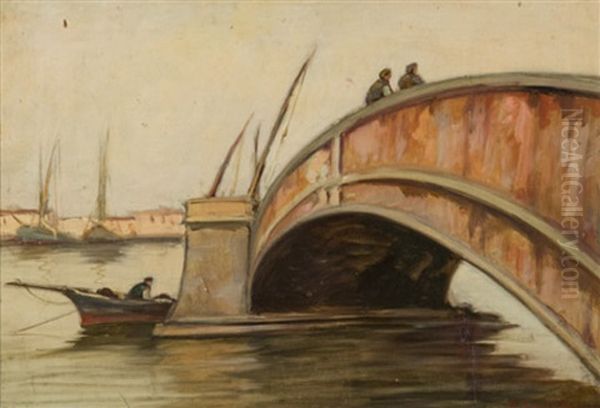 L'arco Del Ponte Carraia Di Livorno Oil Painting by Renuccio Renucci