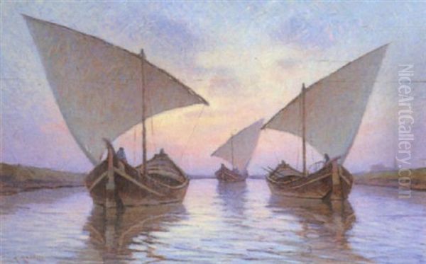 Vele Al Tramonto Oil Painting by Renuccio Renucci