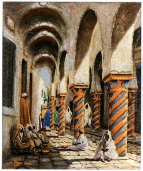 Entree Du Souk Des Etoffes, Tunis Oil Painting by Alfred Renz