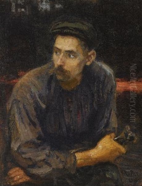 Portrait Of A Worker Oil Painting by Ilya Repin