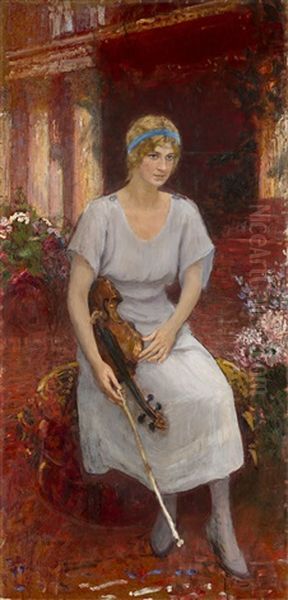 Portrait Of The Violinist Cecilia Hansen Oil Painting by Ilya Repin