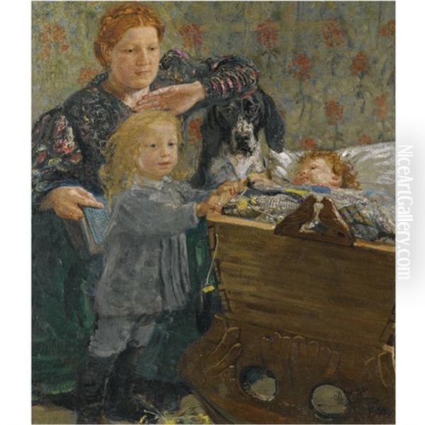 Portrait Of A Mother And Her Children In The Nursery Oil Painting by Ilya Repin