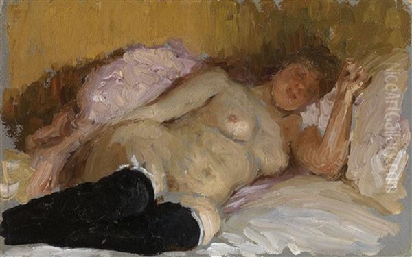 The Artist's Wife Natalia Nordman Sleeping Oil Painting by Ilya Repin