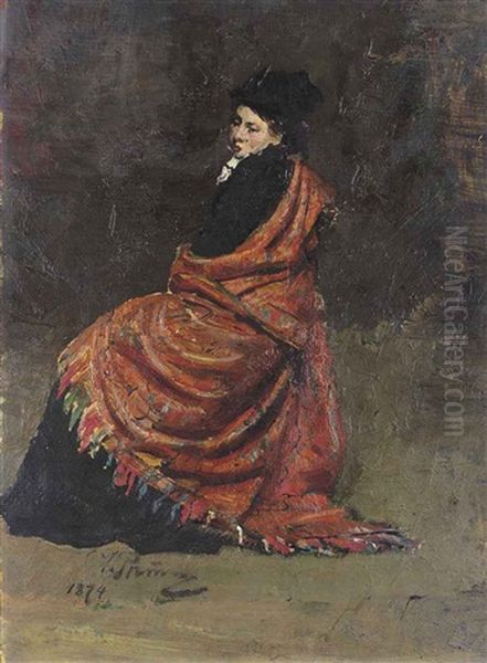 A Parisian Cafe : A Woman Seated (study) Oil Painting by Ilya Repin