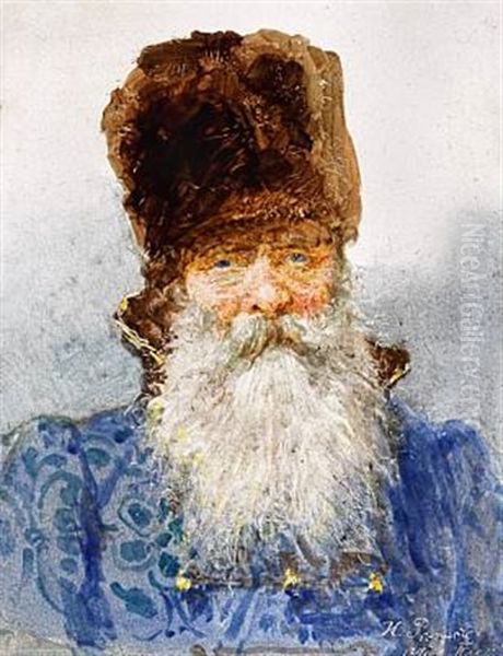 Portrait Of A Boyar In A 17th Century Costume Oil Painting by Ilya Repin