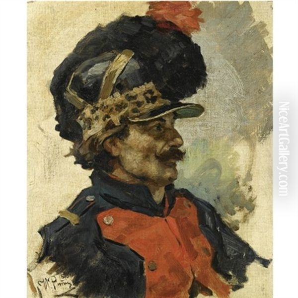 Portrait Of A French Dragoon Oil Painting by Ilya Repin