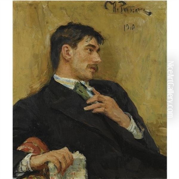 Portrait Of Kornei Chukovsky (1880-1969) Oil Painting by Ilya Repin