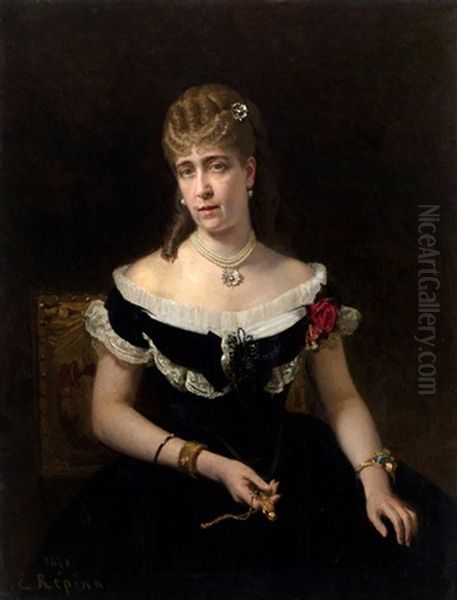 Portrait Of A Lady (madame Frankenstein?) Oil Painting by Ilya Repin