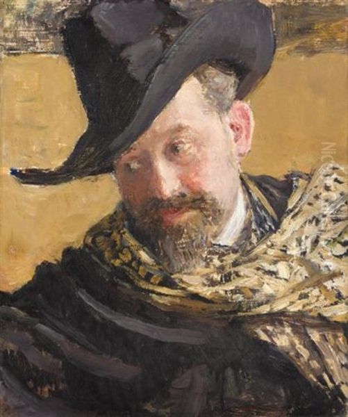 Portrait Of The Artist Vasily Levy Oil Painting by Ilya Repin