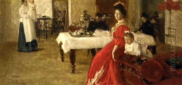 Study Of A Family Portrait Oil Painting by Ilya Repin