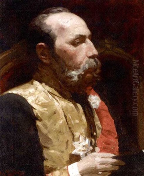 Portrait Of Fedor Gustavovich Terner (study For Formal Session Of The State Council In Honour Of Its Centenary On May 7, 1901) Oil Painting by Ilya Repin