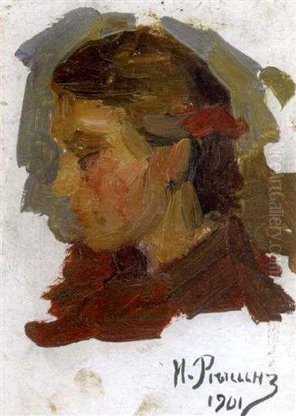 A Study Of A Woman In Profile Oil Painting by Ilya Repin