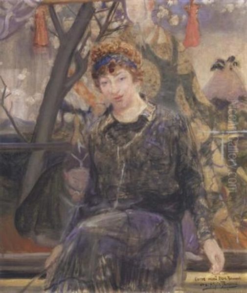 Portrait Of Vera Repina Oil Painting by Ilya Repin