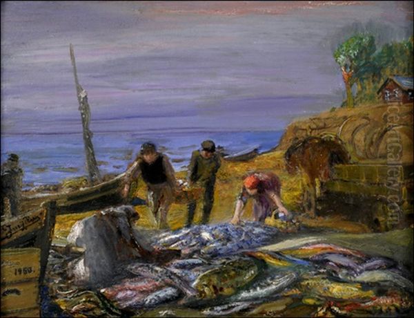 Fishermen Oil Painting by Yuri Il'ich Repin