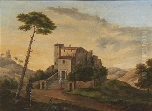 Ermitage A Albano Oil Painting by Claude-Marie Repoux