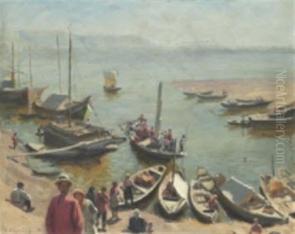 Volga. Stavropols Omgivningar Oil Painting by Fjodor Ivanovitch Rerberg