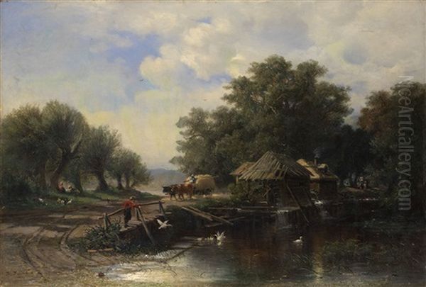 By The Water Mill Oil Painting by Viktor Resanoff