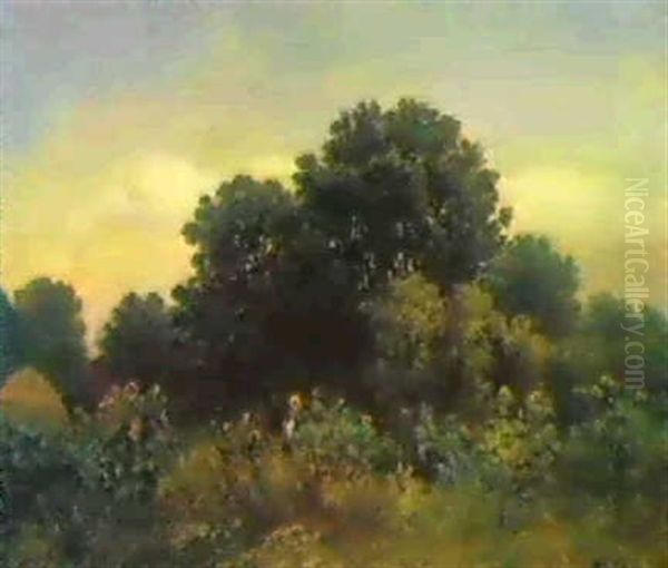 Sonnenblumen Vor Einer Waldlandchaft Oil Painting by Viktor Resanoff