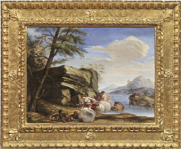 Paesaggio Arcadico Con Figure Oil Painting by Pandolfo Reschi