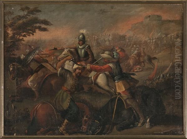 Batalla Entre Turcos Y Cristianos Oil Painting by Pandolfo Reschi