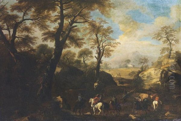 Paesaggio Con Cavalieri Oil Painting by Pandolfo Reschi