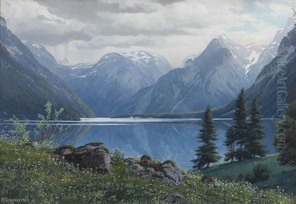 Konigssee Oil Painting by Rudolf (Robert) Reschreiter