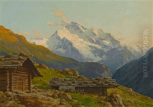 Blick Auf Das Jungfrau-massiv Oil Painting by Rudolf (Robert) Reschreiter